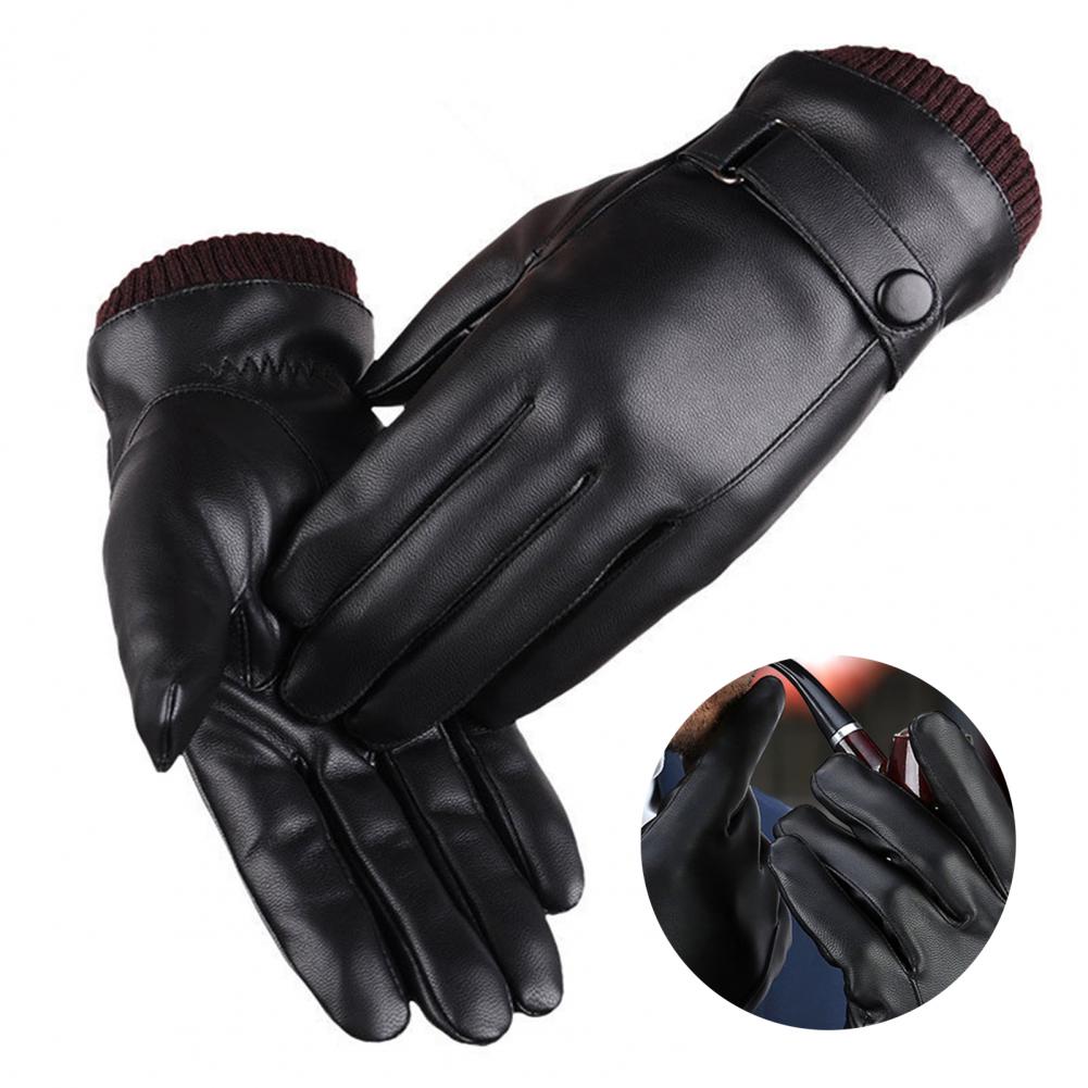 Winter Glove Insulated - フェイクレザー製フルフィンガータッチスクリーン手袋 冬用 アウトドア 防水 防風 保温