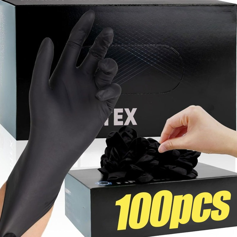Latex Disposable Glove - 黒色使い捨て手袋 男女兼用 厚手 ニトリル PVC ラテックスフリー