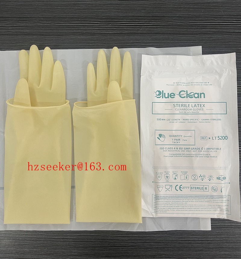 Rubber Glove Cleaning - ブルークリーン LT5200 (1ペア) 20インチ クリーンルーム用ラテックス手袋 ISOクラス4