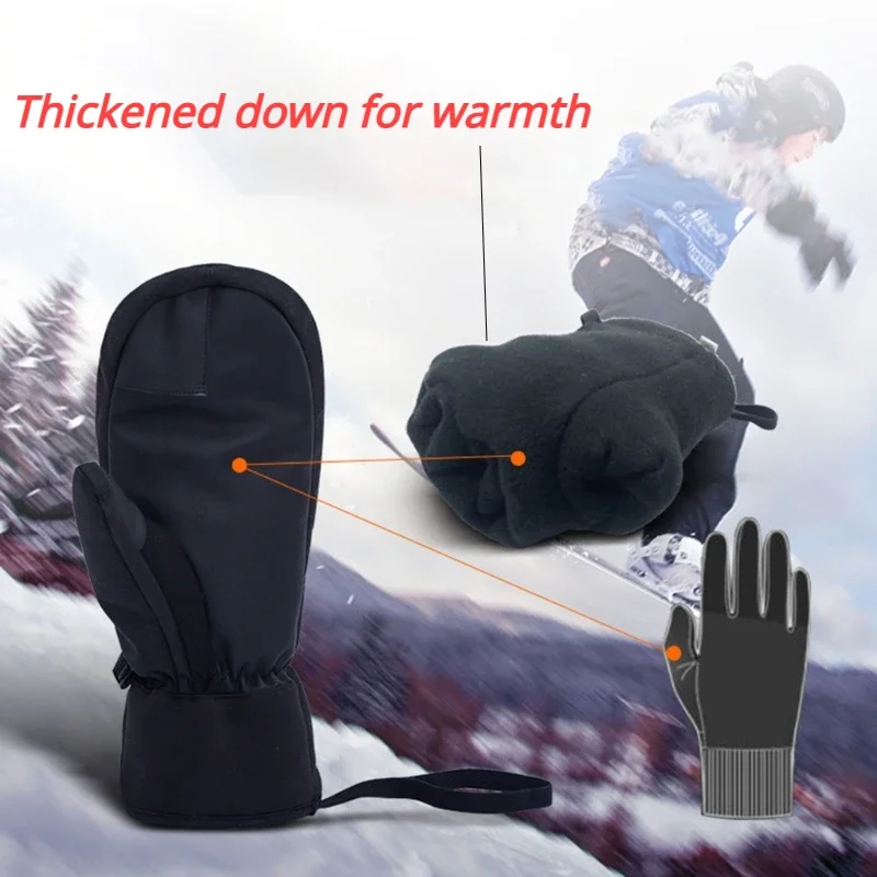 Ski Glove Waterproof - 冬用スキーグローブ 防水タッチスクリーン 保温性 厚手スノーグローブ 男女兼用 スノーモービル用