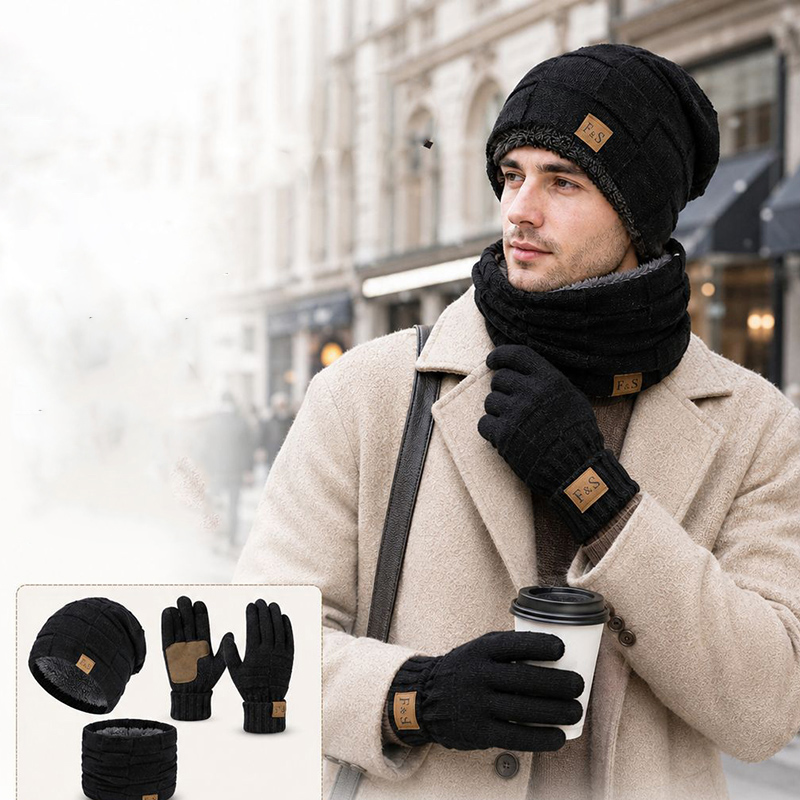 冬用暖かい厚手帽子・マフラー・手袋セット メンズ＆レディース - Wool Glove Lined のレビューと価格