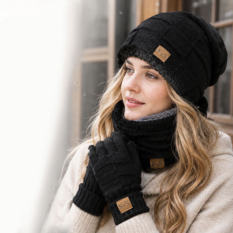冬用暖かい厚手帽子・マフラー・手袋セット メンズ＆レディース - Wool Glove Lined のレビューと価格