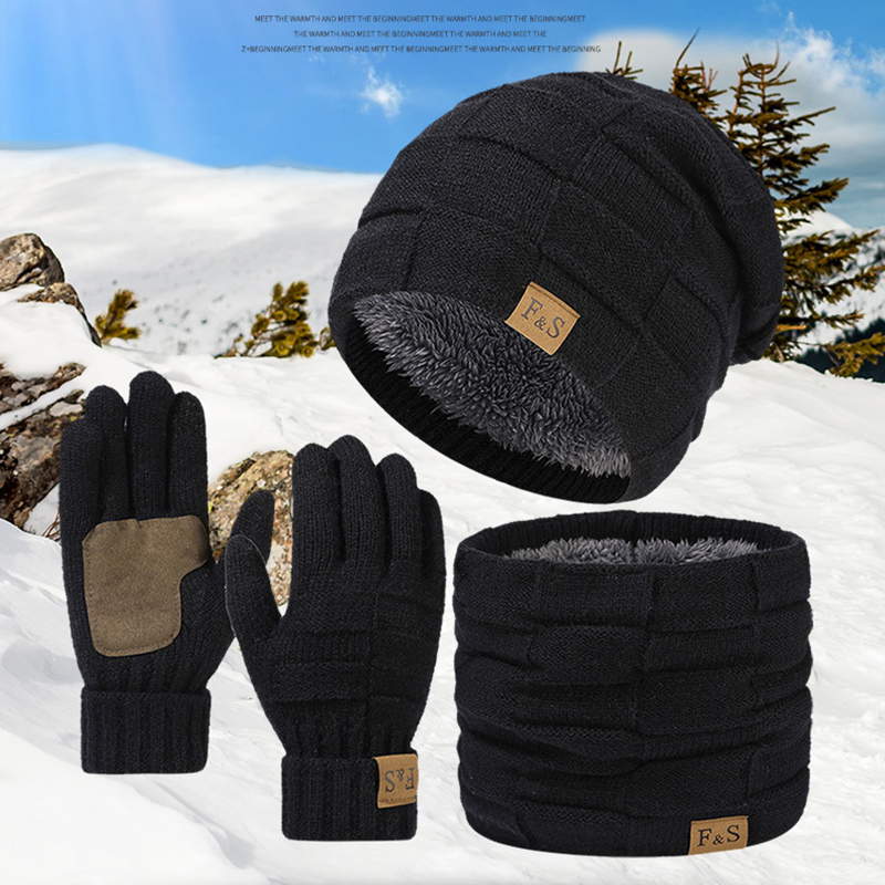 冬用暖かい厚手帽子・マフラー・手袋セット メンズ＆レディース - Wool Glove Lined のレビューと価格