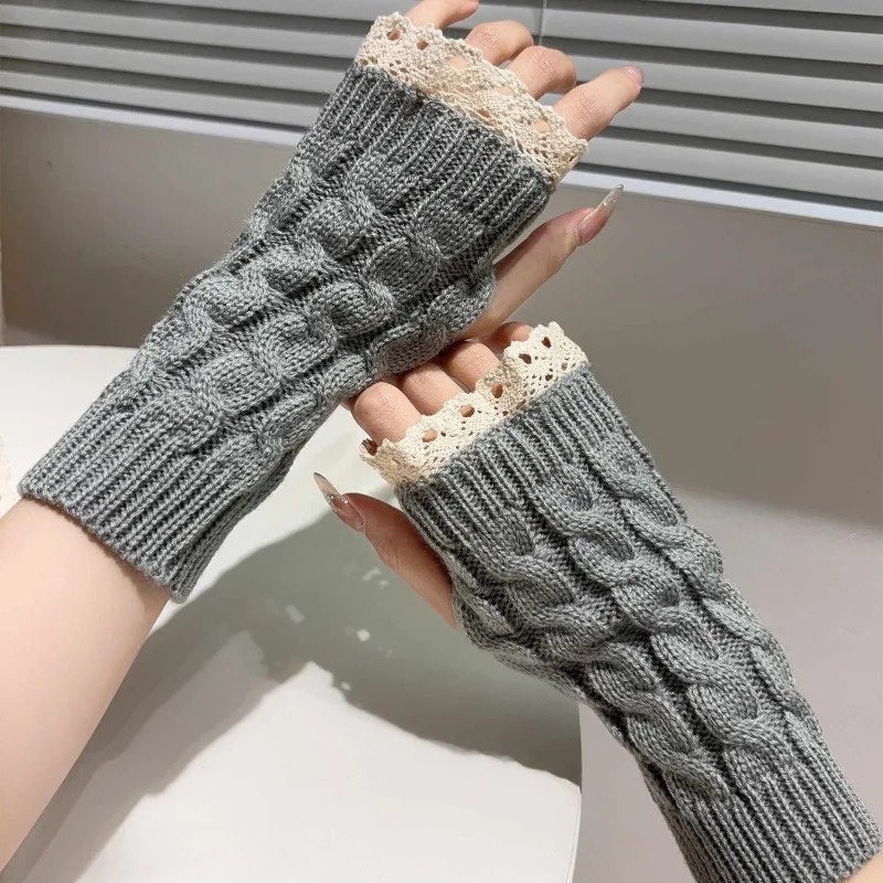 かわいいY2K女性用レースフィンガーレスグローブ、新作ニット - Fingerless Glove Knit のレビューと価格