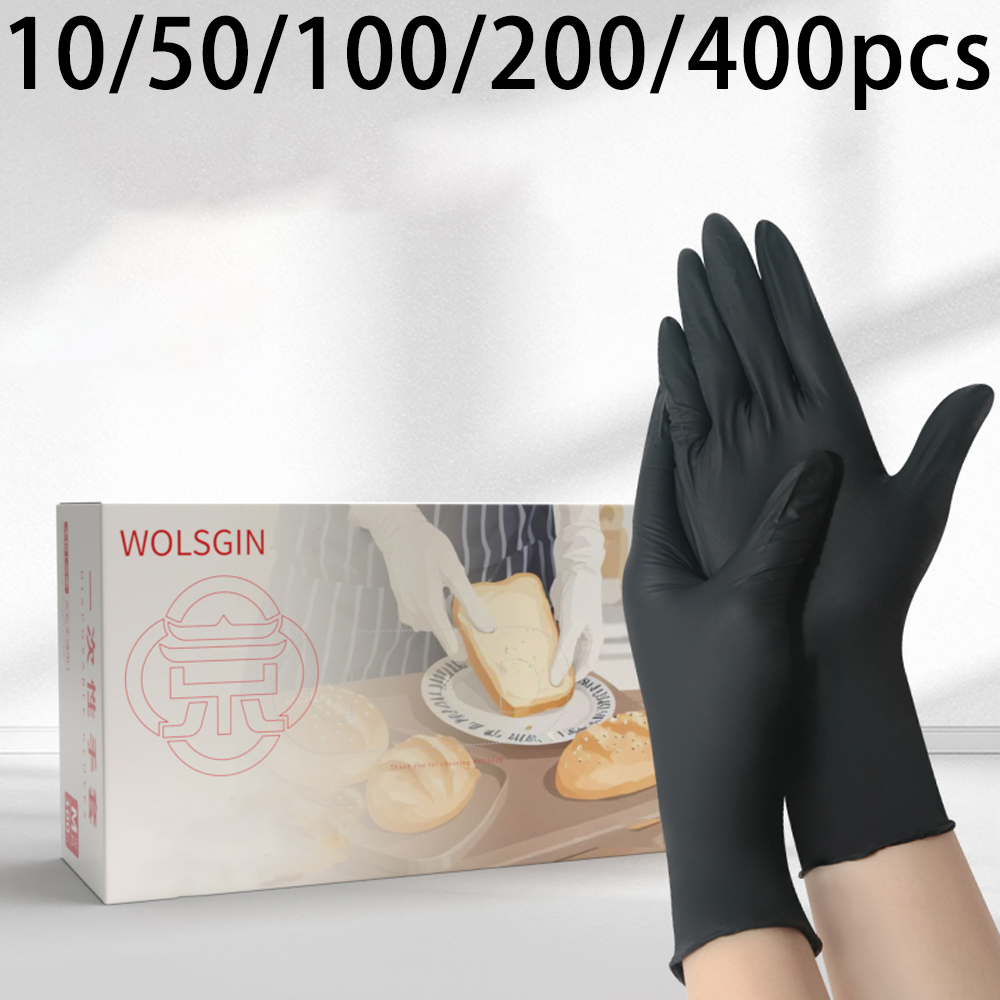 10/50/100/200/400 個の黒い使い捨て合成ニト - Rubber Glove Cleaning のレビューと価格