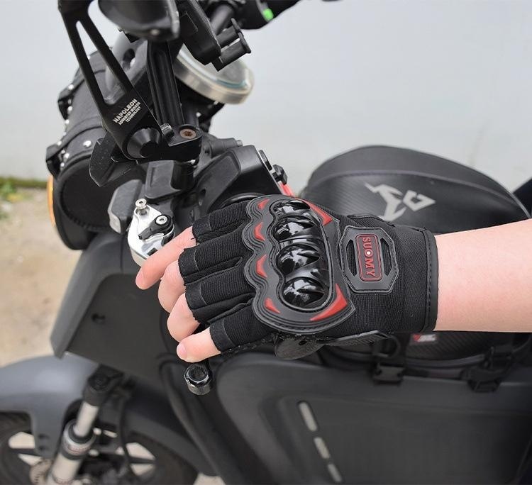 夏用バイクハーフフィンガーグローブ、ハードナックルプロテクタ - Motorcycle Glove Knuckle のレビューと価格