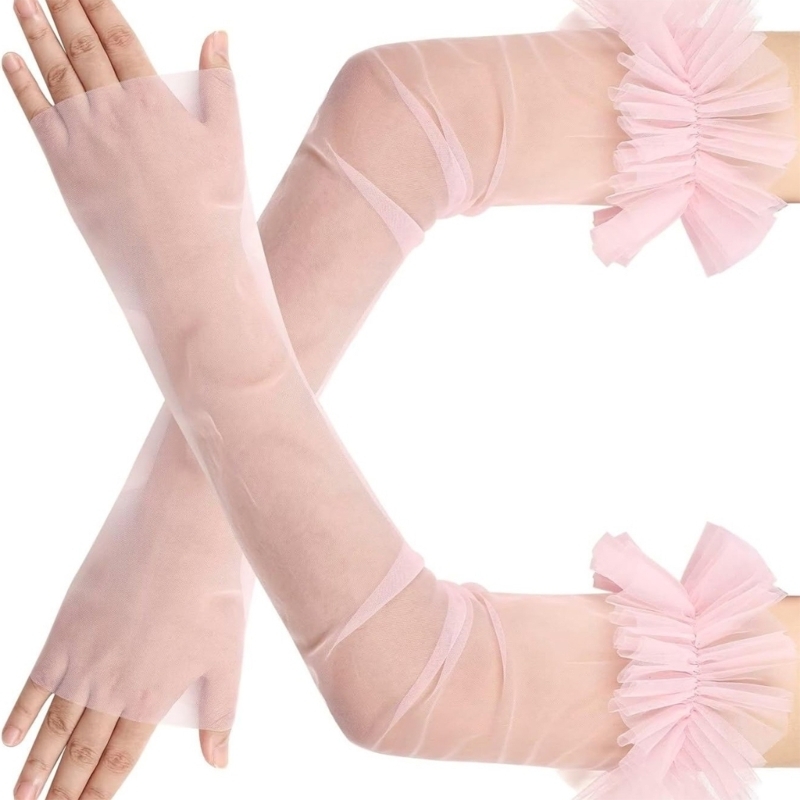 エレガントなウェディングシアーアームスリーブ指なし手袋腕カバ - Fingerless Glove Knit のレビューと価格