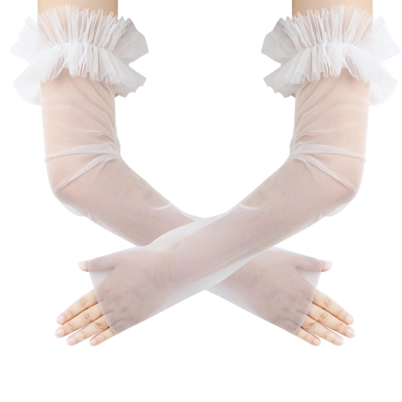 エレガントなウェディングシアーアームスリーブ指なし手袋腕カバ - Fingerless Glove Knit のレビューと価格